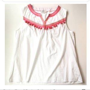 EUC BODEN RICKRACK POMPOM TOP